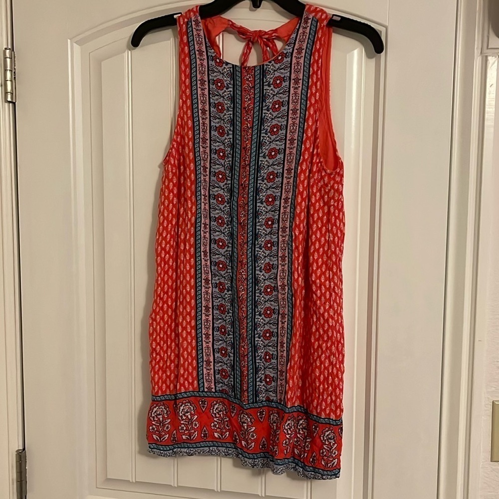 Aeropostale Tank Dress women’s Small Floral print and color blocking red/blue